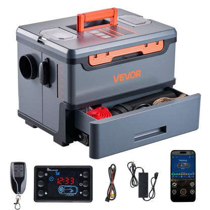 Dieselvärmare, 8 kW, DC 12 V/24 V, allt-i-ett bärbar dieselluftvärmare med Bluetooth-appkontroll, fjärrkontroll och LCD-skärm, 5 liters bränsletank för lastbilar, skåpbilar, husbilar, husbilar och garage