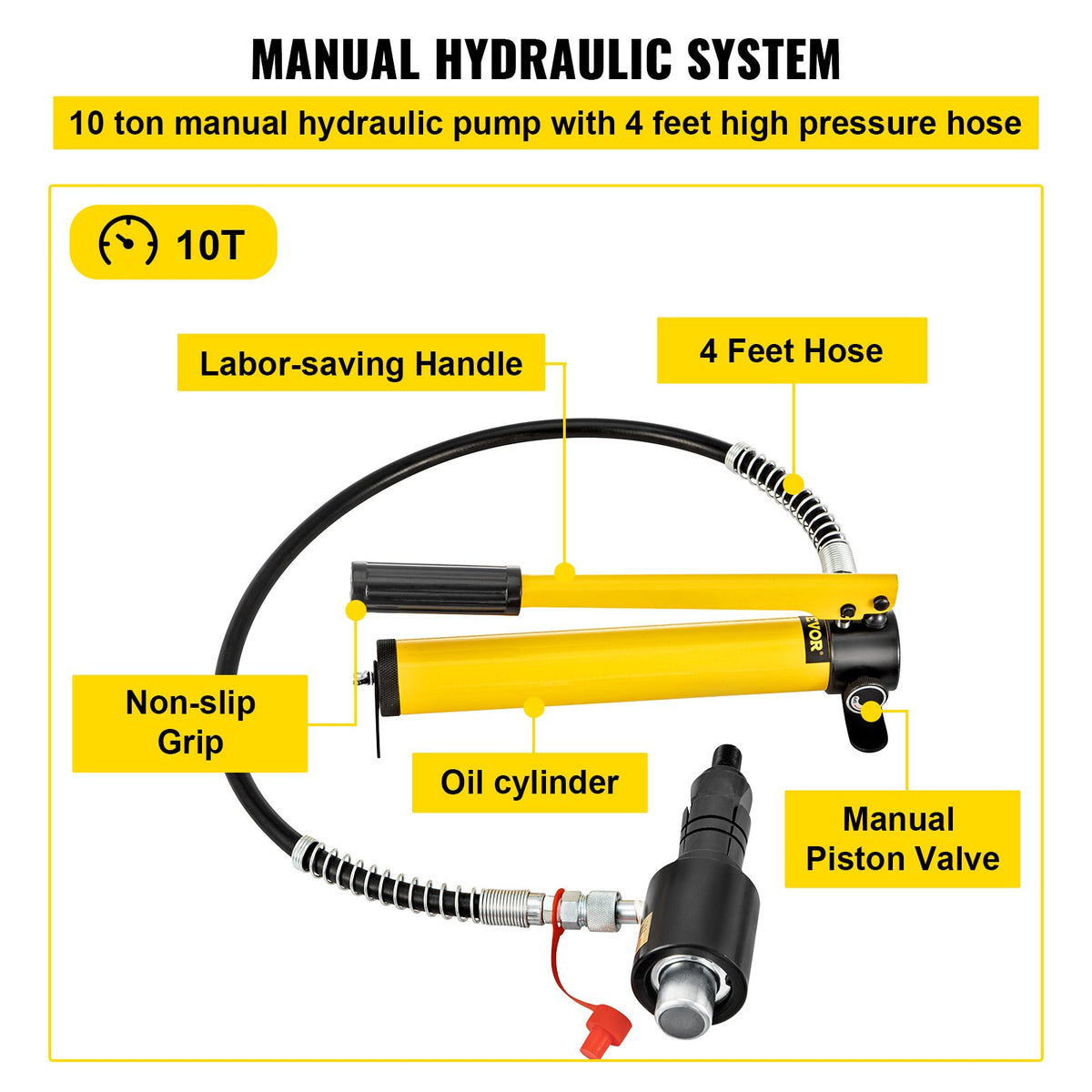 Hydraulisk avgasrörsexpanderare, storlek 4,1 till 10,8 cm, 10 T manuell hydraulisk rörsträckare med 4 gängor och 2 förvaringsfodral för koppar- och aluminiumrör vid bilreparationer