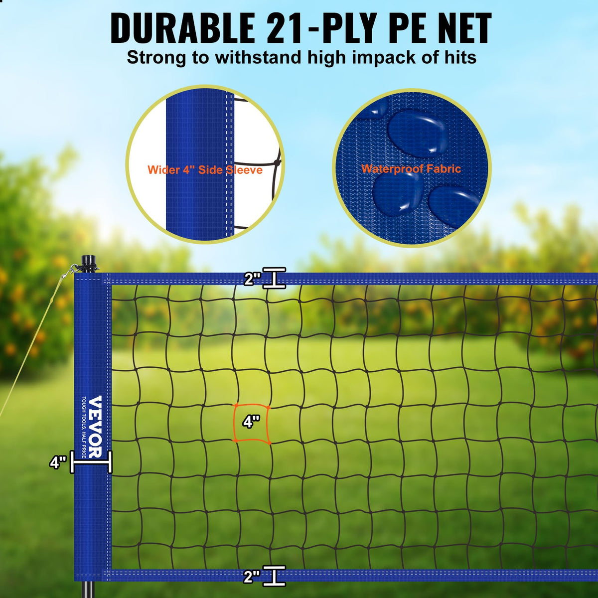 Bärbart volleybollnätssystem för utomhusbruk, justerbara stålstänger, professionellt volleybollset med PVC-volleyboll, pump, bärväska, kraftigt volleybollnät för trädgård, strand, gräsmatta
