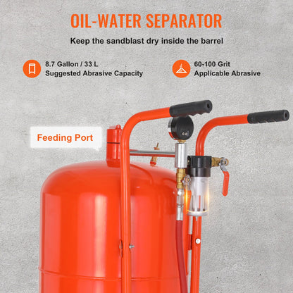 75.7 L Sand Blaster 60-110 PSI High Pressure Sandblaster with 4 Nozzles