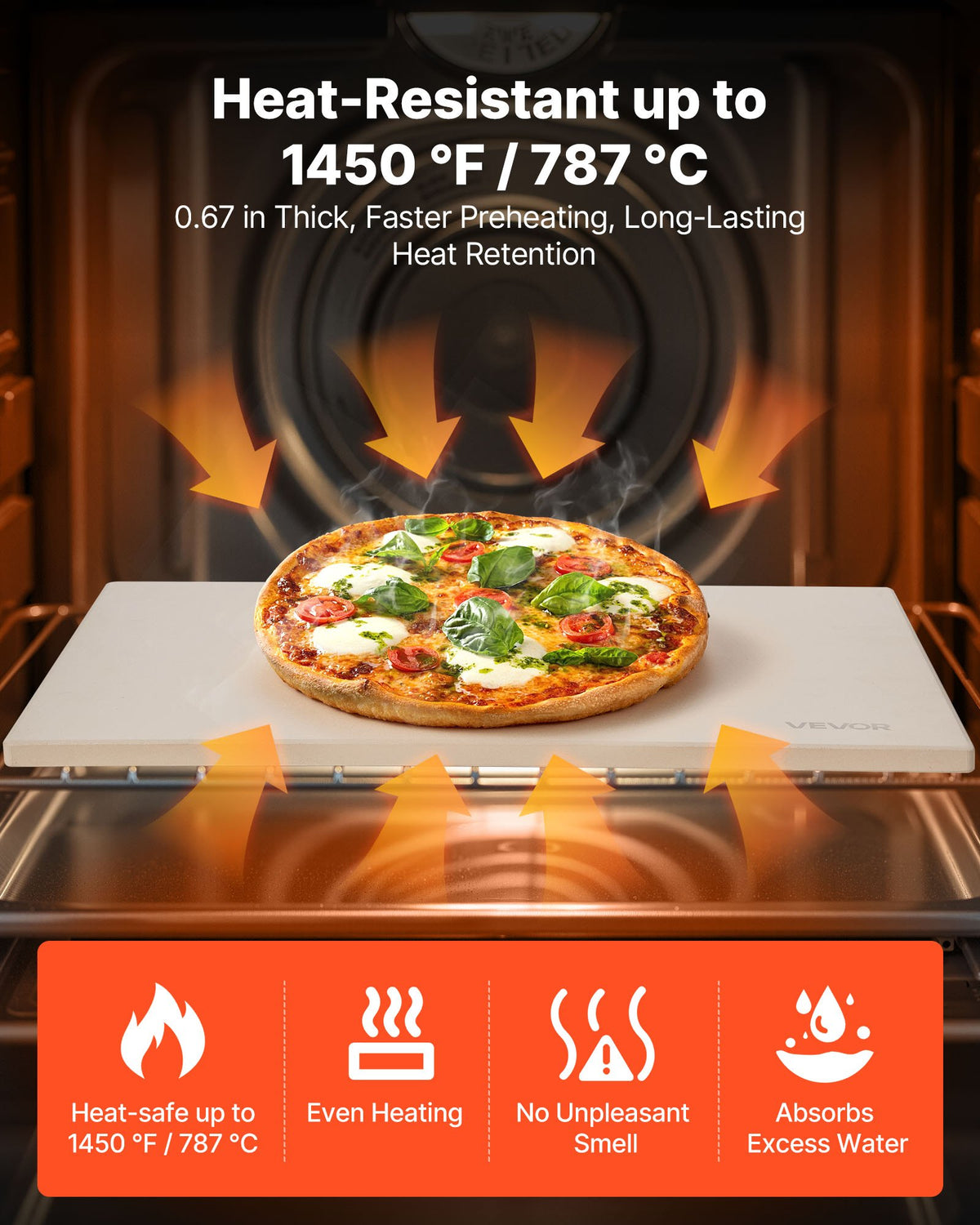 Pizzasten, 508 x 355 mm rektangulär pizzasten i kordierit, extra stor baksten med PP-skrapa, 17 mm tjock värmebeständig kordierit, för ugn, brödbakning och pizzor, grillning