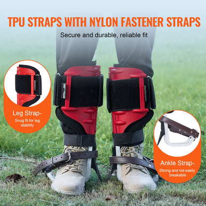 Tree Climbing Spikes, 1 Pair Aluminum Climbing Spurs, 350lbs Load Capacity Tree Climbing Gear with Straps and Spike Protectors, Arborist Equipment for Climbers, Hunting, Fruit Picking, Red