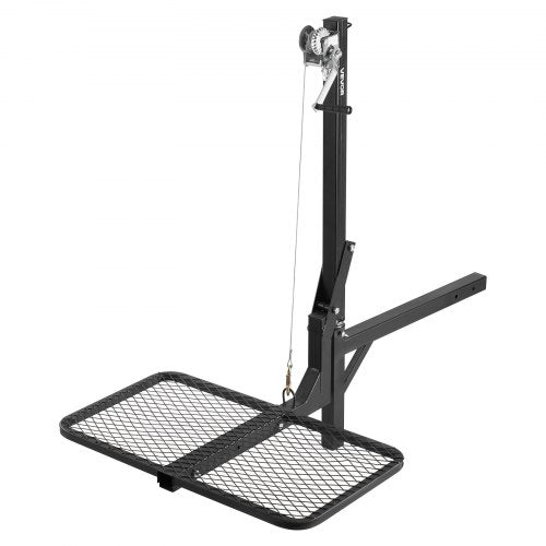 Hitch Deer Hoist with Lifting System Platform, 300 lbs Load Capacity, Game Hoist Winch Lift with 2-inch Receiver, 360-Degree Swivel Shaft & Foldable, Hitch-Mounted Deer Hanger for Moving Game