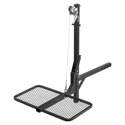 Hitch Deer Hoist with Lifting System Platform, 300 lbs Load Capacity, Game Hoist Winch Lift with 2-inch Receiver, 360-Degree Swivel Shaft & Foldable, Hitch-Mounted Deer Hanger for Moving Game