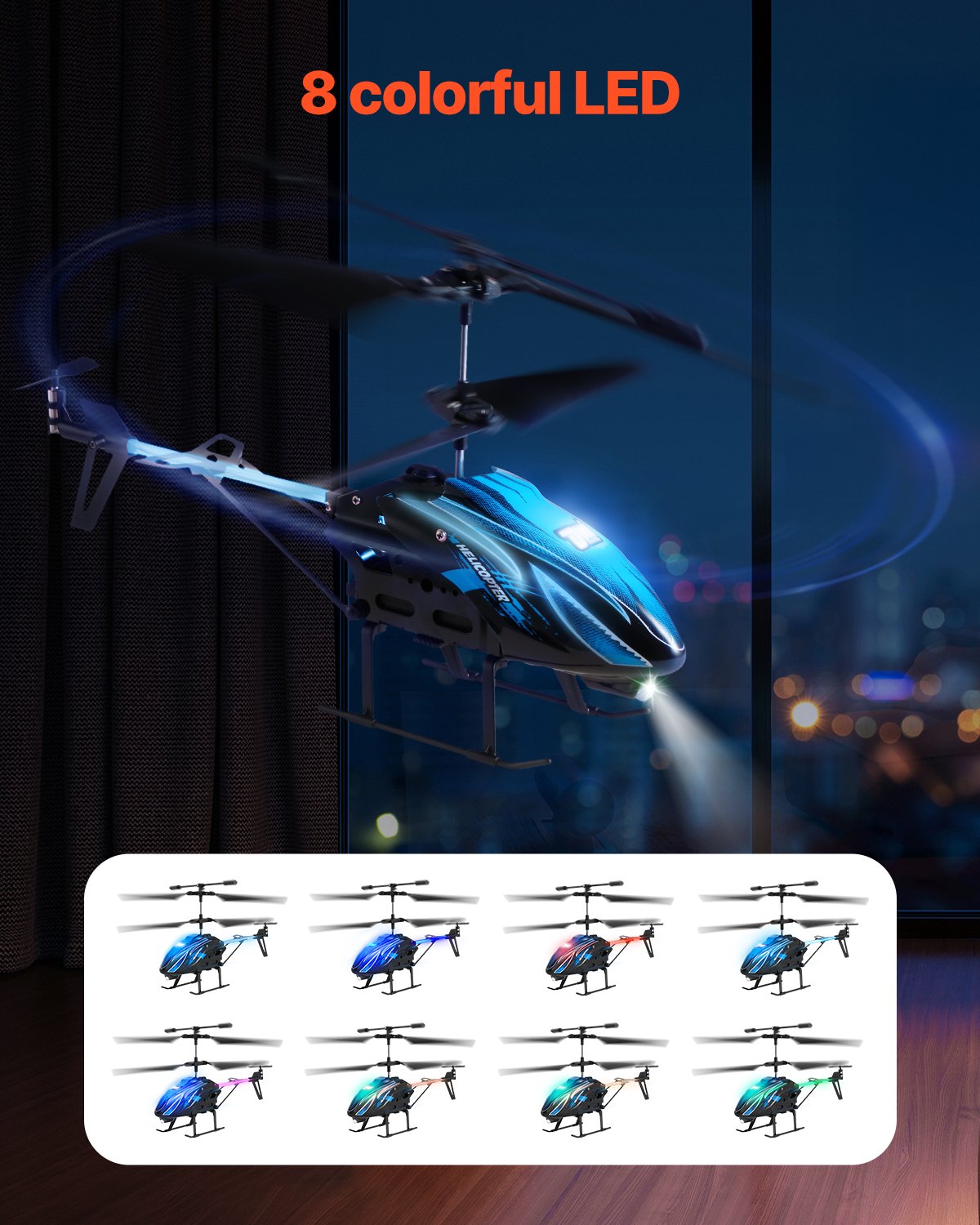 RC-helikopter, 2,4 GHz flygande fjärrstyrd helikopter, 3,5-kanaligt RC-flygplan för barn, 16 minuters flygtid, höjdhållning, start/landning med en knapp och LED-lampor, leksaker för barn från 8 år