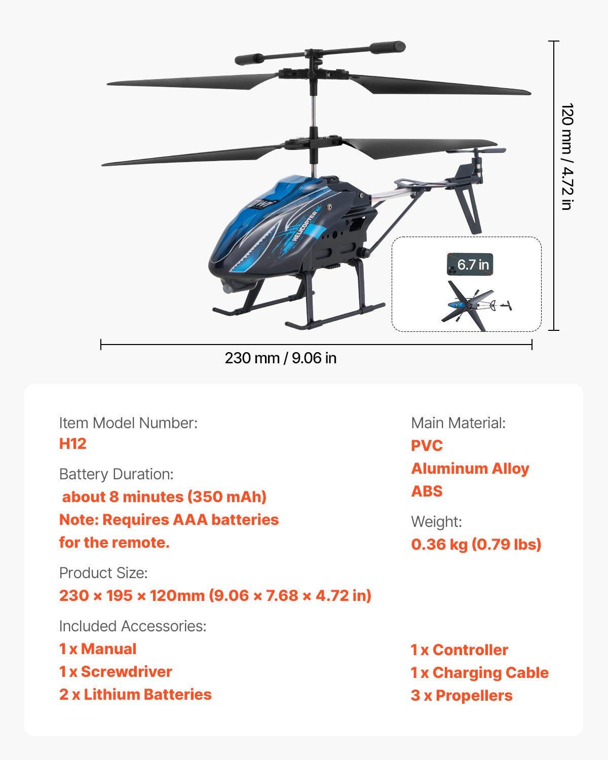 RC-helikopter, 2,4 GHz flygande fjärrstyrd helikopter, 3,5-kanaligt RC-flygplan för barn, 16 minuters flygtid, höjdhållning, start/landning med en knapp och LED-lampor, leksaker för barn från 8 år