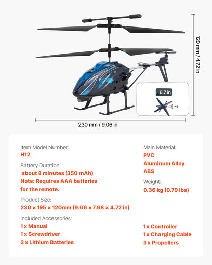 RC-helikopter, 2,4 GHz flygande fjärrstyrd helikopter, 3,5-kanaligt RC-flygplan för barn, 16 minuters flygtid, höjdhållning, start/landning med en knapp och LED-lampor, leksaker för barn från 8 år