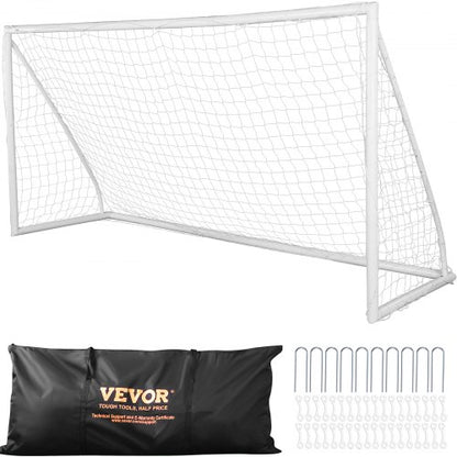 Bärbart fotbollsmål, 12x6 fot fotbollsnät, fotbollsnät för vuxna och barn, stort träningsnät för fotboll, set med fotbollsmål för ungdomar, fotbollsmål för utomhusbruk i alla väder med bärväska, 1-pack