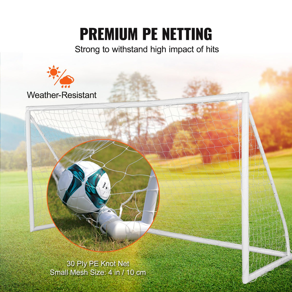 Bärbart fotbollsmål, 12x6 fot fotbollsnät, fotbollsnät för vuxna och barn, stort träningsnät för fotboll, set med fotbollsmål för ungdomar, fotbollsmål för utomhusbruk i alla väder med bärväska, 1-pack