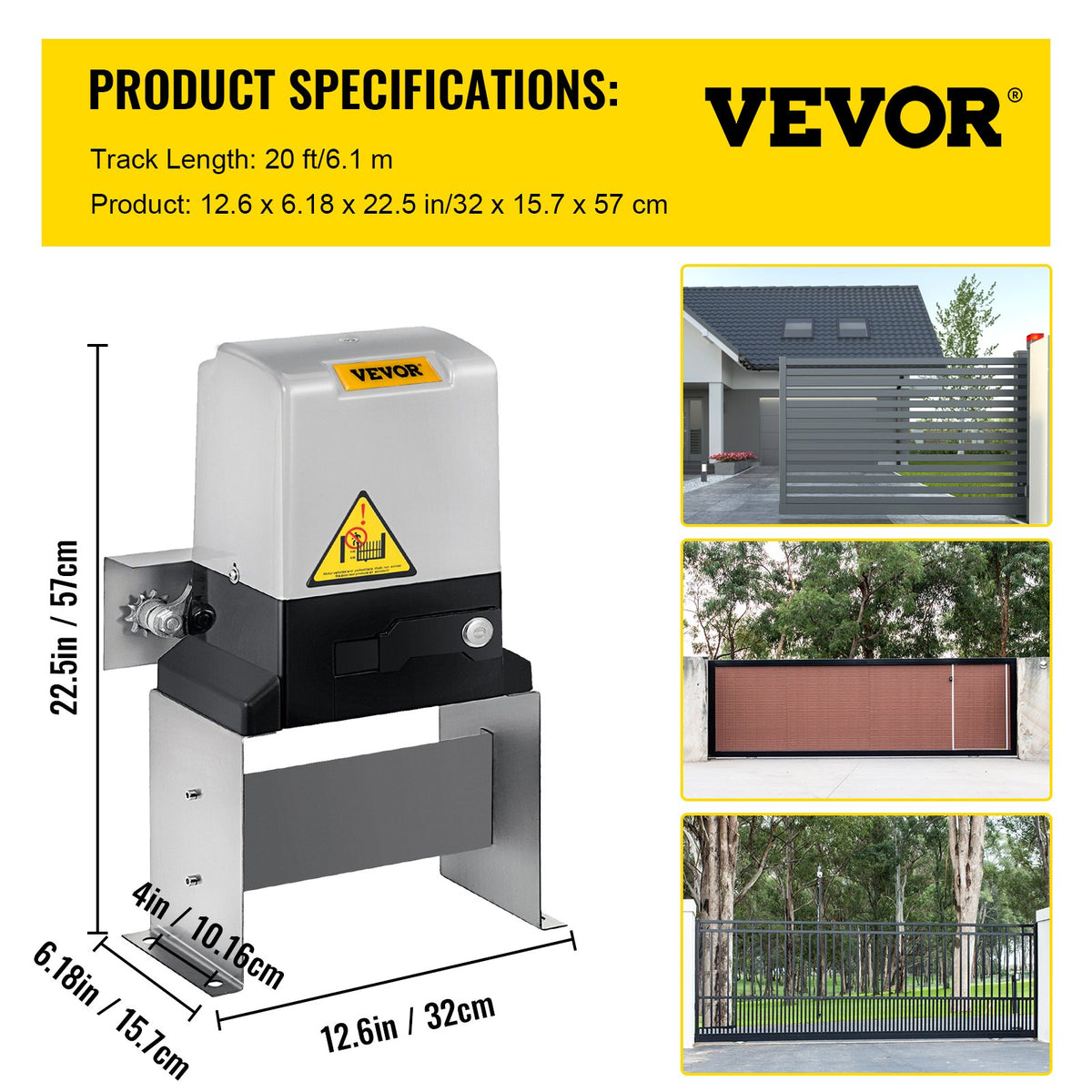 Garage Door Opener 1400LBS Automatic Sliding Gate Opener 600KG Electric Remote Control 40FT Sliding Gate Motor Slide Automatic Opener Door