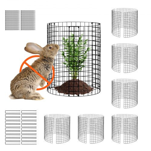 6-pack växtskydd mot djur, 30 cm dia. x 38 cm H växtskydd av hönsnät, växtburar för utomhusväxter, blommor och grönsaker, håller kaninkycklingar och ekorrar borta, 18 st metallnät