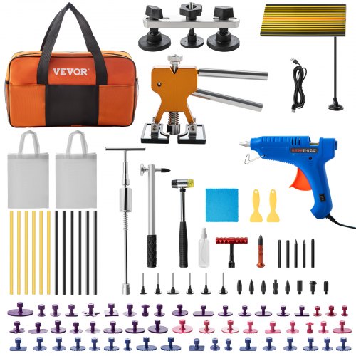 Dent Removal Tool, 89 Pcs Paintless Dent Repair Tools, Led Baffle Board Car Dent Repair Kit, Glue Puller Tabs Dent Puller Kit for Auto Dent Removal, Minor Dents, Door Dings And Hail Damage