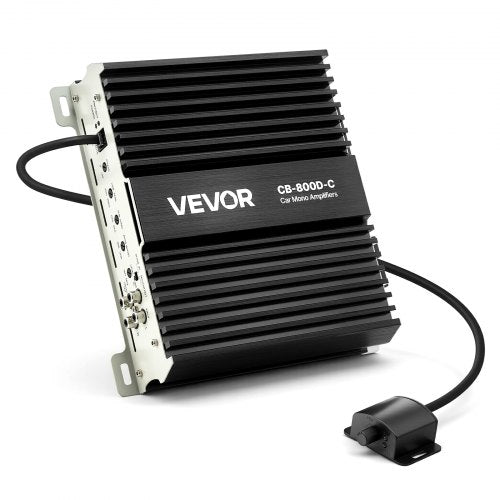 Monoblock Car Amplifier, 800W RMS MAX, 1/2/4 Ohm Stable, 1-Channel Class D Car Audio Amplifier with Remote Subwoofer Level Control, Low Pass Filter, Bass Boost & Phase Shift, Volume Controller