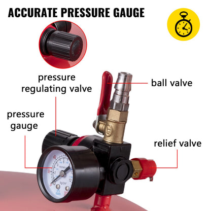 Spilloljeavtappningstank 80 l bärbar oljeavtappning luftdriven avtappning oljebyte, oljeavtappningsbehållare, vätskebränsleöverföring dränering justerbar tratthöjd, med tryckregleringsventil