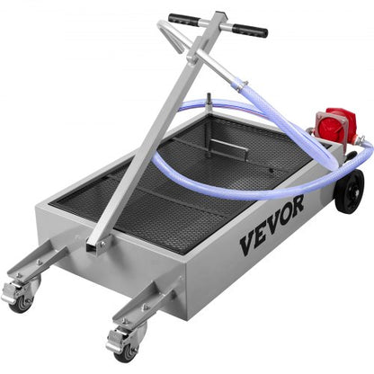 Oljetråg 15 gallon oljetråg, 57 liters lågprofils oljetråg, oljebyteskärl med stor kapacitet, hopfällbar handhållen, med pump, slang, svängbara hjul för bil, SUV, lastbilar oljetappning