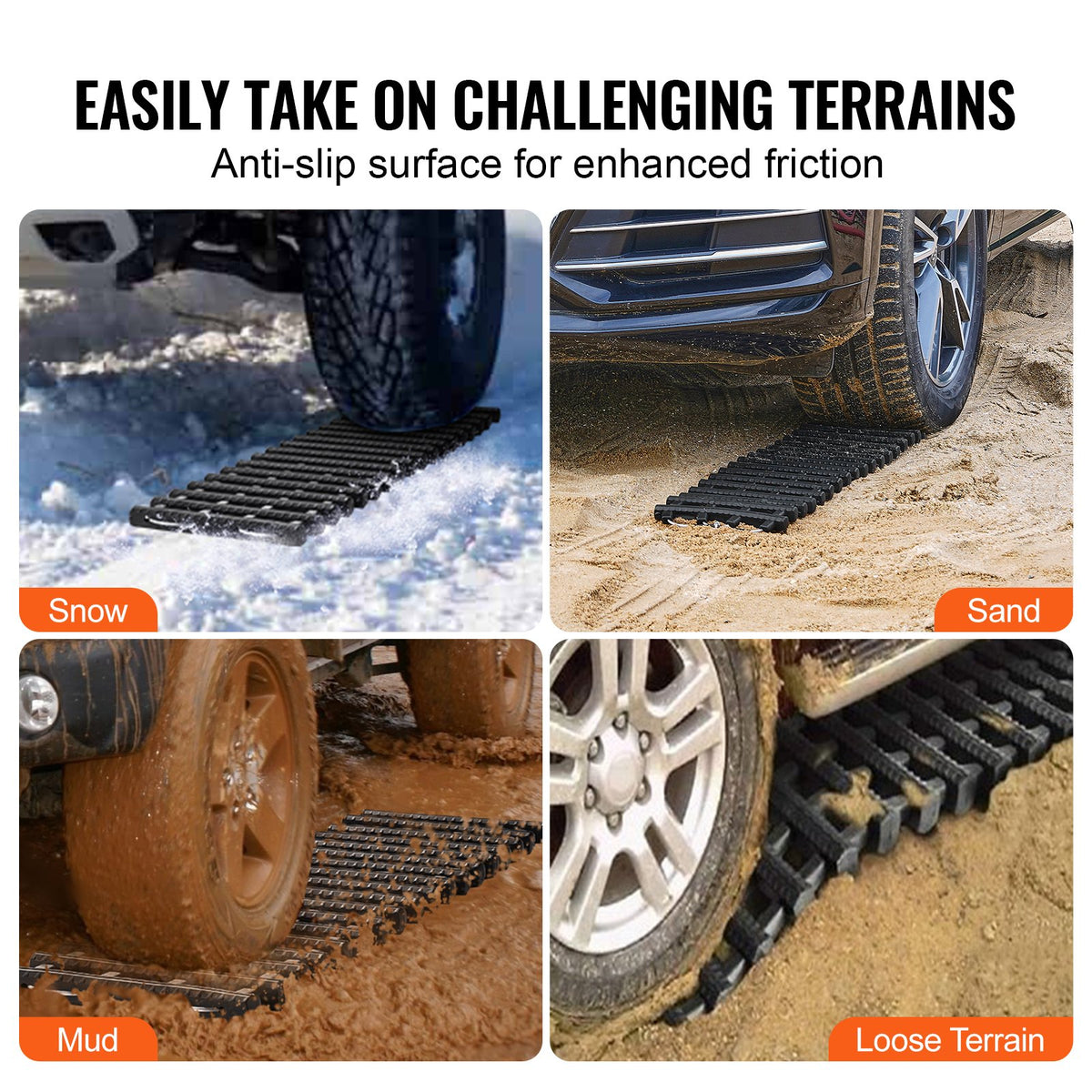 7 tons dragbrädor med TPR-material, bärgningsbrädor för terrängfordon/bilar/pickuper/SUV/husbilar, par däckdragningsmattor på snö, sand, lera och lös terräng, förvaringsväskor, korta, svarta