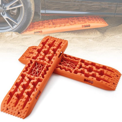 10 tons dragbrädor med PP-material, bärgningsbrädor för terrängfordon/bilar/pickuper/SUV/husbilar, par däckdragningsmattor på snö, sand, lera och lös terräng, förvaringsväska, lång, orange