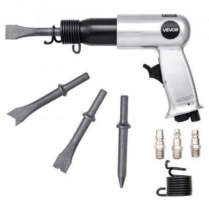 Air Hammer, 3500BPM Pneumatic Hammer with 70mm Stroke & 4PCS Chisels Round Shank, Pistol-Grip Compact Air Chisel Pneumatic Shovel Tool for Cutting Punching Scraping