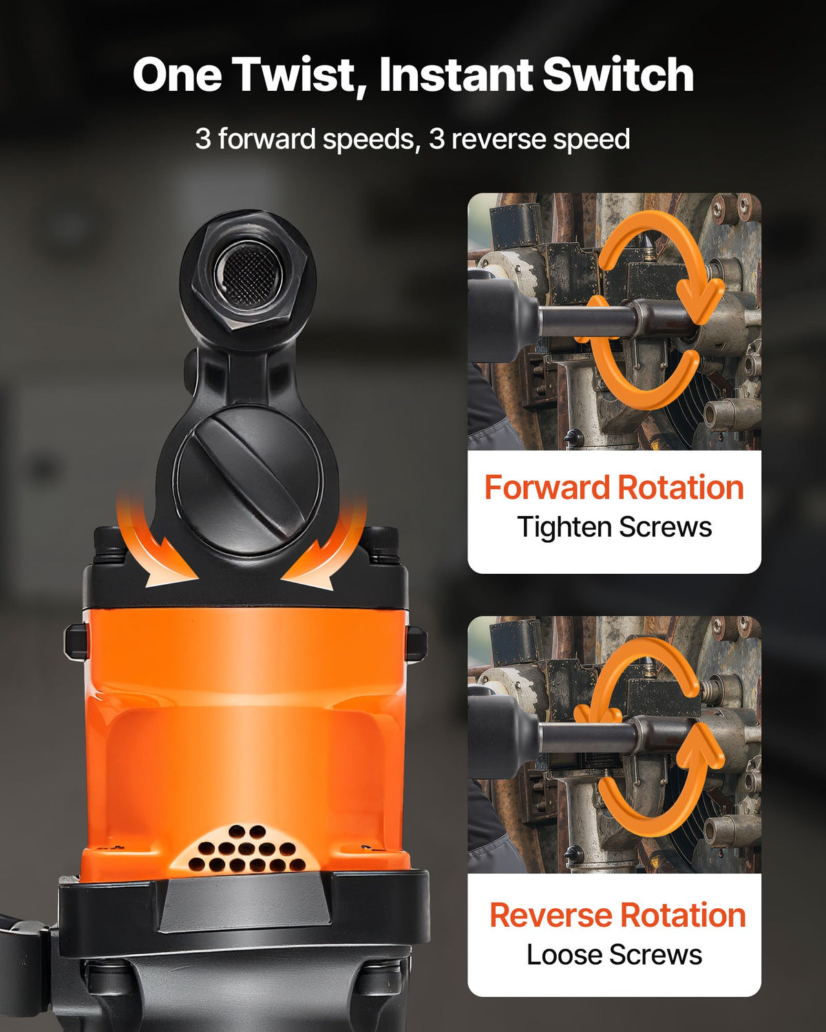 1-tums lufttrycksmutterdragare, upp till 2400 Nm mutterbrytande vridmoment, 6000 varv/min 6-växlad pneumatisk slagpistol med 152,4 mm förlängt städ för tunga lastbilar, bussar, jordbruksmaskiner