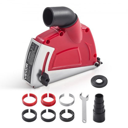Cutting Dust Shroud for Angle Grinders, Universal 4-5 in Angle Grinder Dust Shroud with 6 Clamping Washers, Adjustable Cutting Depth, Connect to Vacuum Cleaner, for Wood Concrete Wall Stone