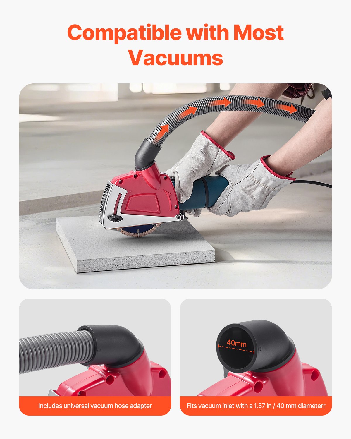 Cutting Dust Shroud for Angle Grinders, Universal 4-5 in Angle Grinder Dust Shroud with 6 Clamping Washers, Adjustable Cutting Depth, Connect to Vacuum Cleaner, for Wood Concrete Wall Stone