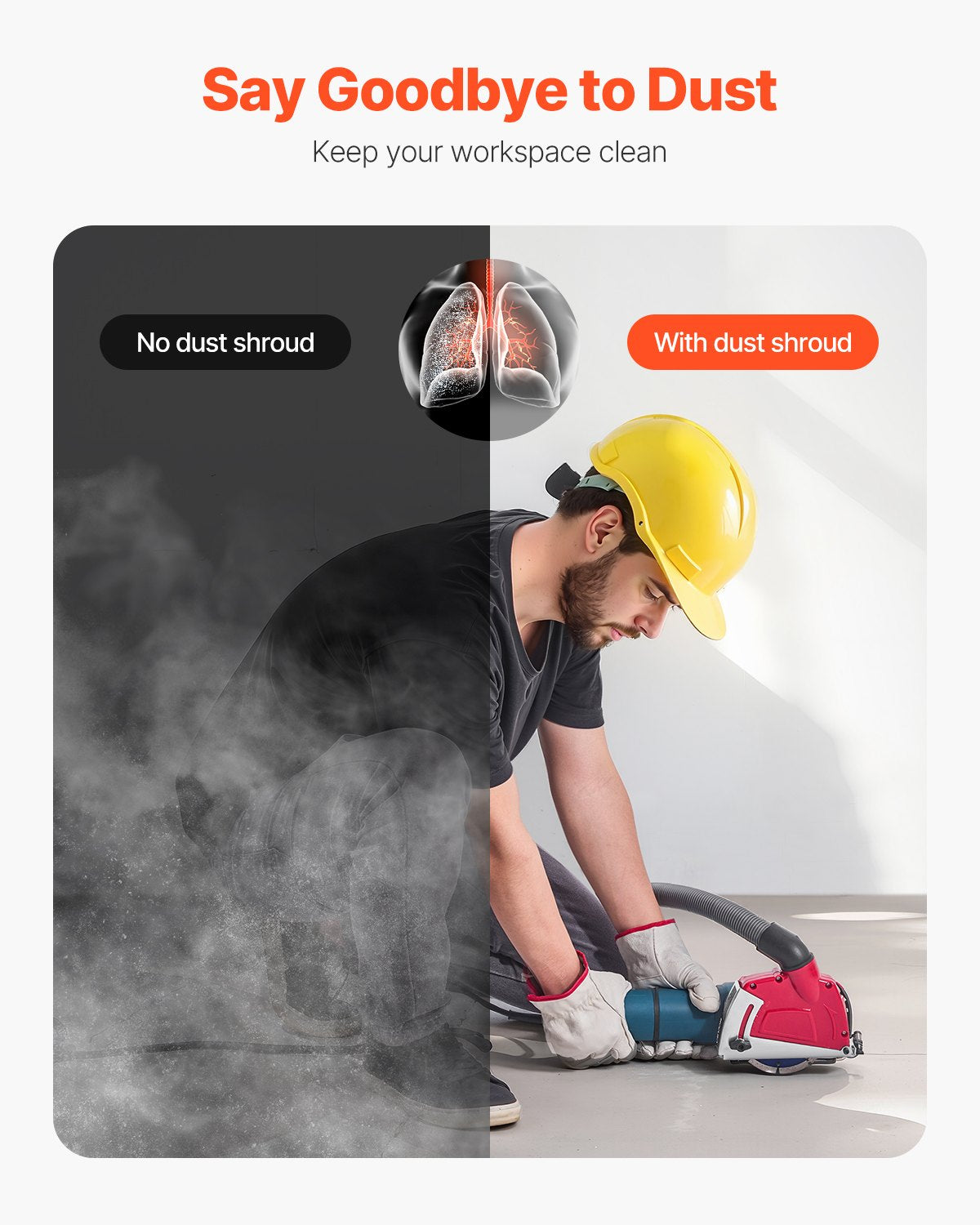 Cutting Dust Shroud for Angle Grinders, Universal 4-5 in Angle Grinder Dust Shroud with 6 Clamping Washers, Adjustable Cutting Depth, Connect to Vacuum Cleaner, for Wood Concrete Wall Stone