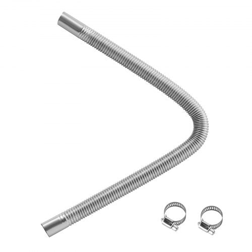 Exhaust Hose, 600mm Diesel Heater Flexible Exhaust Pipe, Stainless Steel Exhausts Hoses with 2 Hose Clamps, Air Diesel Parking Heater Exhausts Hoses Line for 2KW 5KW 8KW Diesels Heaters
