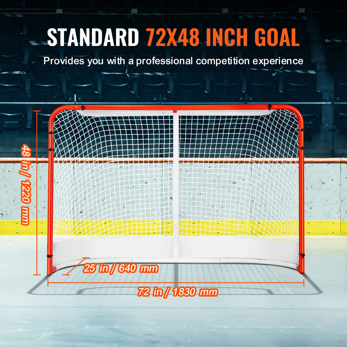 Gatuhockeynät, inomhus- och utomhusmål i stål, officiellt reglerat set med professionellt hockeyträningsmål, bärbart hockeymål med nät, enkel montering, 180 x 112 cm, vit/röd