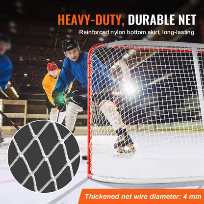 Gatuhockeynät, inomhus- och utomhusmål i stål, officiellt reglerat set med professionellt hockeyträningsmål, bärbart hockeymål med nät, enkel montering, 180 x 112 cm, vit/röd