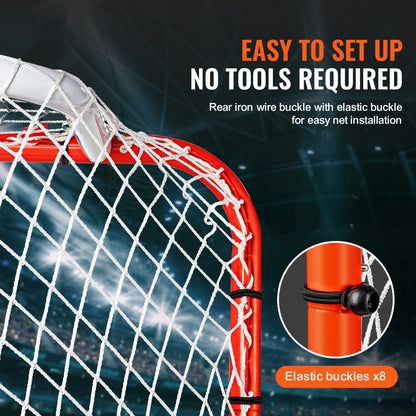 Gatuhockeynät, inomhus- och utomhusmål i stål, officiellt reglerat set med professionellt hockeyträningsmål, bärbart hockeymål med nät, enkel montering, 180 x 112 cm, vit/röd