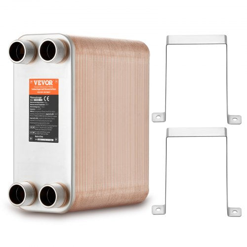 Heat Exchanger, 5"x 12" 100 Plates Brazed Plate Heat Exchanger, Copper/316L Stainless Steel Water To Water Heat Exchanger For Floor Heating, Water Heating, Snow Melting, Beer Cooling