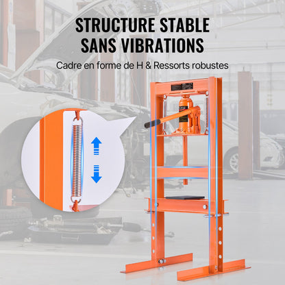 Hydraulisk verkstadspress 6 ton med pressplattor H-ram bänkpressstativ