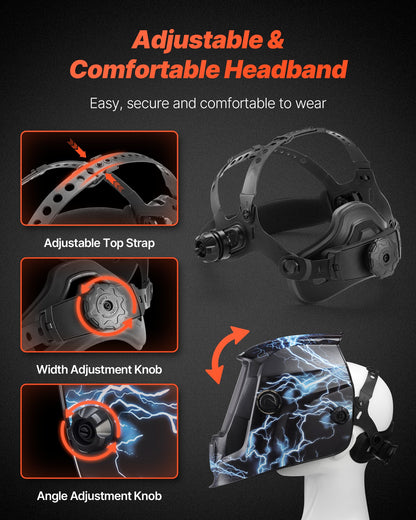 Svetshjälm med automatisk nedbländning, 93 x 43 mm svetshuva i äkta färg, soldriven svetsmask med 2 ljusbågssensorer, skugga 4/9-13 för TIG MIG ARC-svetsning och slipning - CRIUS-serien (blått blixtmönster)