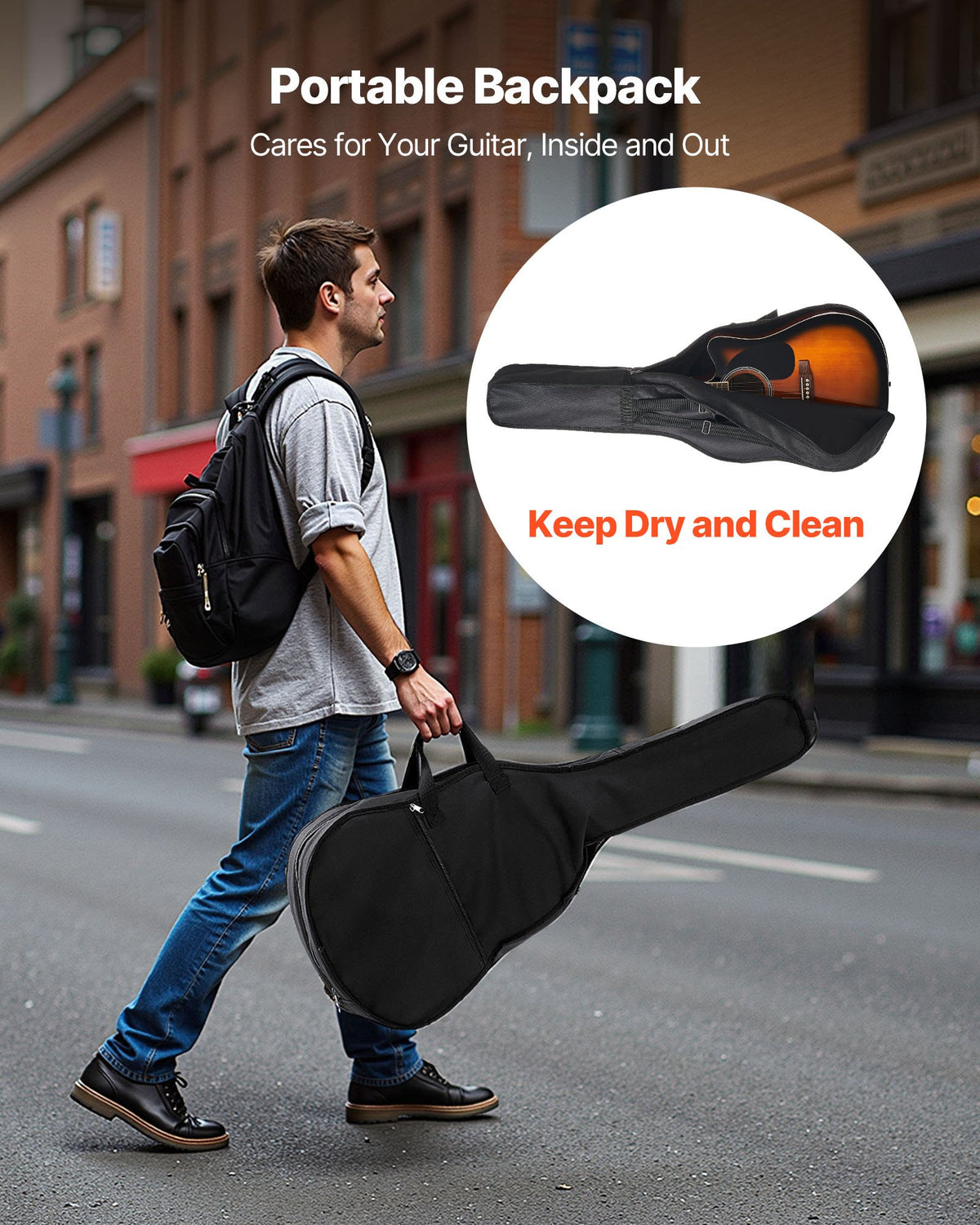 104,4 mm (41 tum) Cutway akustisk gitarr gigbag för nybörjare, vuxen, Sunburst