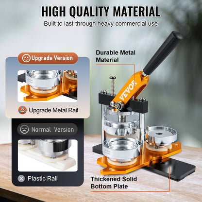 Button Maker Machine, 75 mm (3 inch) Badge Punch Press Kit, Children DIY Gifts Pin Maker, Button Making Supplies with 500pcs Button Parts & Circle Cutter & Magic Book