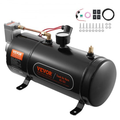 12V luftkompressor med tank 0,8 gallon/3 l, tåghornsluftkompressor, 120 psi arbetstryck inbyggt luftkompressorsystem för tåghorn, uppblåsning av däck, luftmadrasser