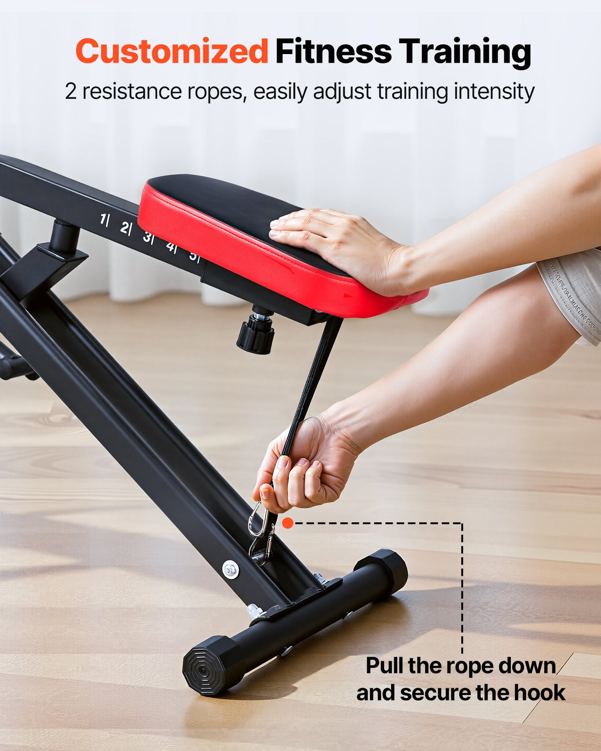 Squat Machine, Deep Squat Rowing Machine for Home, Easy Setup & Foldable Exercise Equipment, Glute Trainer Machine with 2 High-Strength Resistance Bands, Glutes & Leg Home Workout Machine, Black