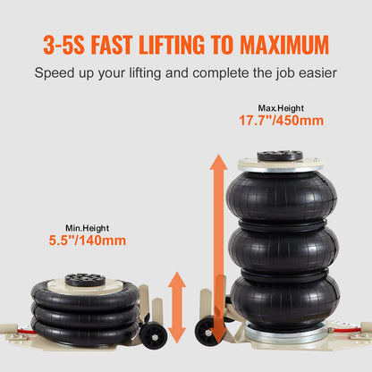 Triple Bag Air Jack 3 Ton/6600 lbs Pneumatic Jack for Car SUV Lifting