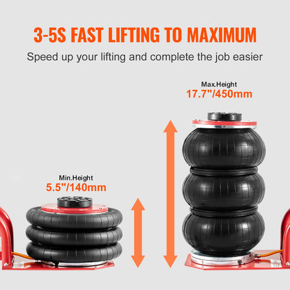 Triple Bag Air Jack 3 Ton/6600 lbs Pneumatic Jack for Car SUV Lifting