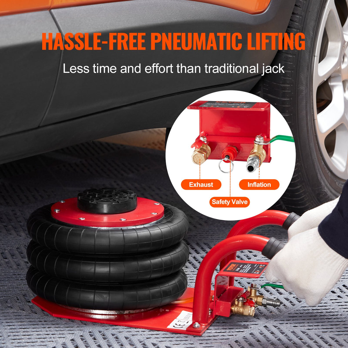 Triple Bag Air Jack 3 Ton/6600 lbs Pneumatic Jack for Car SUV Lifting