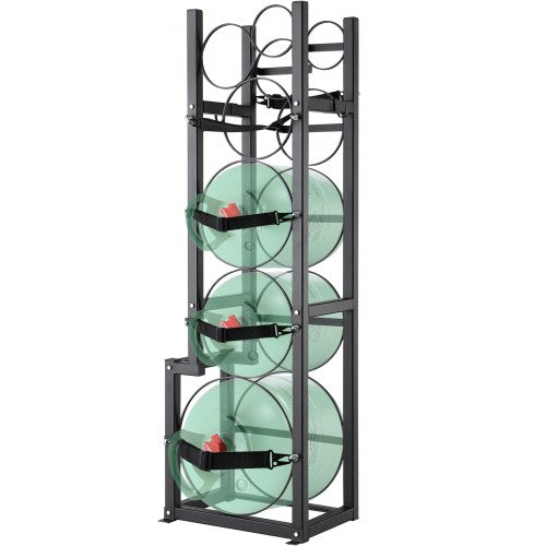 Kylmedelsbehållare, med 1 x 50lb, 2 x 30lb och 3 andra små flaskbehållare, Cylinderbehållare 15,55x12,99x49,8 tum, kylmedelsbehållare och hållare för freon, gaser, syre, kväve