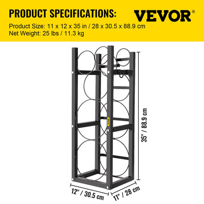 Kylmedelstankra med 2x30lb och andra 3 utrymmesbesparande cylindertankställ 35x13x14-tums kylmedelstankrar Gasflaskställ och hållare för gas-, syre- och kvävelagring