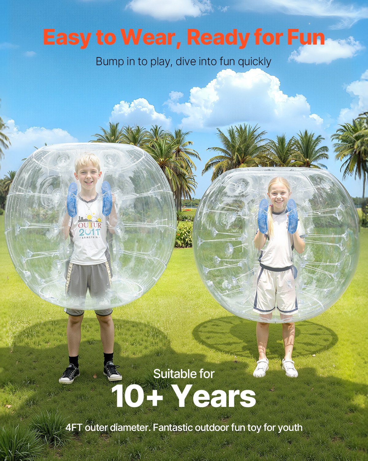 Uppblåsbara Bumper Balls 2-pack, 4FT/1.2M Body Sumo Zorb-bollar för tonåringar och vuxna, 0.8mm tjocka PVC-mänskliga hamsterbubbelbollar för utomhuslek, Bumper Bopper-leksaker för trädgård, gård, park