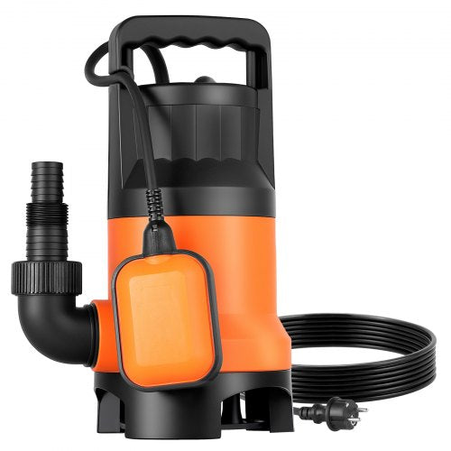 650W dränkbar sumppump, 15000 l/h, PP-GF20 dränkbar avloppspump för smutsigt rent vatten med automatisk flottörbrytare, lång sladd, 8 m maxlyft, för pooler, trädgårdar, dammar, översvämmade områden