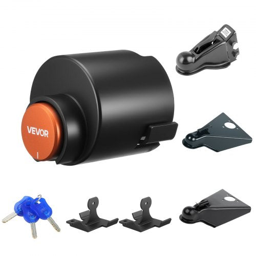 Trailer Lock, Fits 50.6 & 58.6 mm Straight Tongue Ball Couplers, Heavy Duty Hitch Lock with 3 Keys Secures Security Chains, Anti-Theft RV Trailer Tongue Locks for RV, Trailer, Boat
