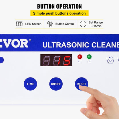 0,8L ultraljudsrengörare digital värmare timer för rengöring av smycken rengöring av glasögon 35W rostfritt stål för kommersiellt personligt hembruk
