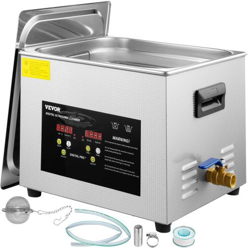 15L uppgraderad ultraljudsrengörare (600W värmare, 360W ultraljud) Professionell digital ultraljudsrengörare för laboratoriedelar med värmetimer för rengöring av glasinstrument