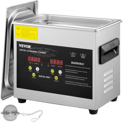 3L uppgraderad ultraljudsrengörare (200W värmare, 120W ultraljud) Professionell digital ultraljudsrengörare för laboratorier med värmetimer för rengöring av smycken och glasögon