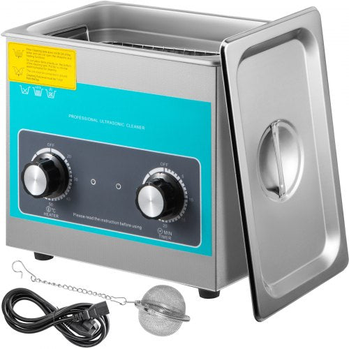 Ultraljudsrengöring med vred 3L 40kHz Ultraljudsrengöringsmaskin med vredkontroll Ultraljudsrengöring i 304 rostfritt stål med värmare och timer för rengöring av smycken, glasögon, klockor