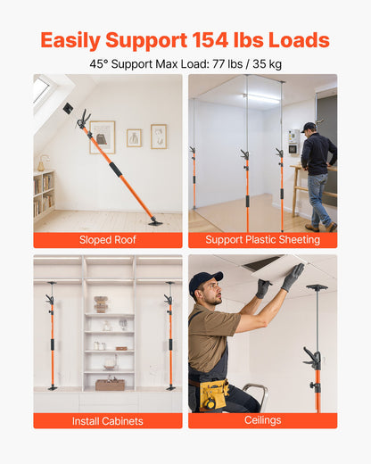 Cabinet Jack Support Pole, 4-Pack, 116-290 cm Steel Telescopic Quick Support Rod, Adjustable 3rd Hand System up to 70 kg Capacity for Installing Cabinets, Lifting Drywall, Cargo Bars